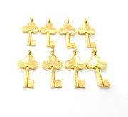 8 Key Charm Gold Plated Charm Gold Plated Metal (23x10mm)  G12460