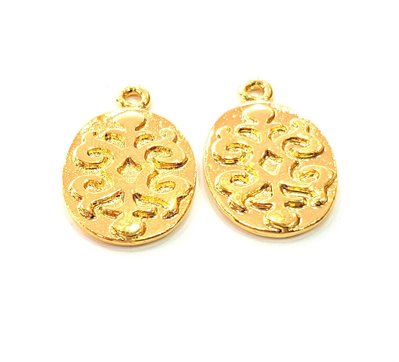 2 Gold Charm Gold Plated Charm Gold Plated Metal (27x17mm)  G12461