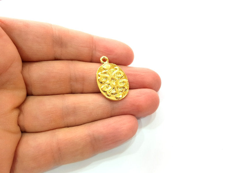 2 Gold Charm Gold Plated Charm Gold Plated Metal (27x17mm)  G12461