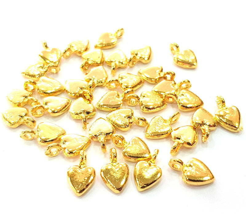 20 Heart Charm Gold Plated Charm Gold Plated Metal (12x7mm)  G12464