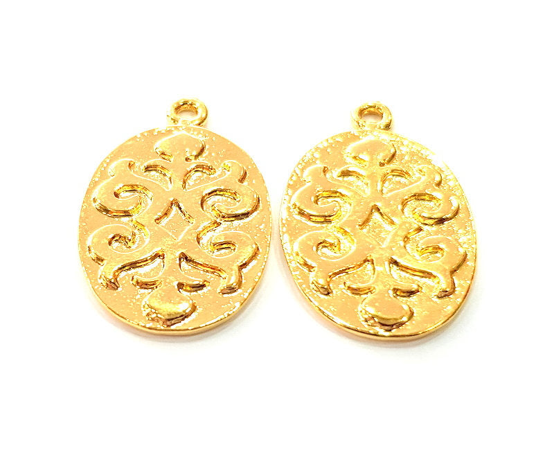 2 Gold Charm Gold Plated Metal (32x21mm)  G12465
