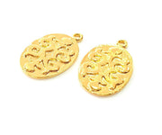 2 Gold Charm Gold Plated Metal (32x21mm)  G12465