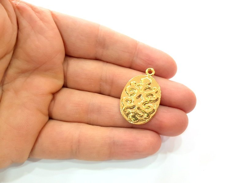 2 Gold Charm Gold Plated Metal (32x21mm)  G12465