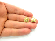 6 Flower Charm 24k Shiny Gold Charm (17x13mm)  G12468