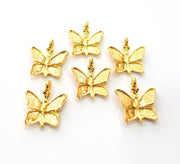 6 Butterfly Charm Gold Plated Charm Gold Plated Metal (18x17mm)  G12470