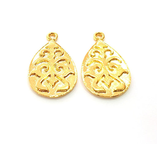 2 Gold Charm Gold Plated Charm Gold Plated Metal (32x20mm)  G12472