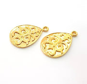 2 Gold Charm Gold Plated Charm Gold Plated Metal (32x20mm)  G12472