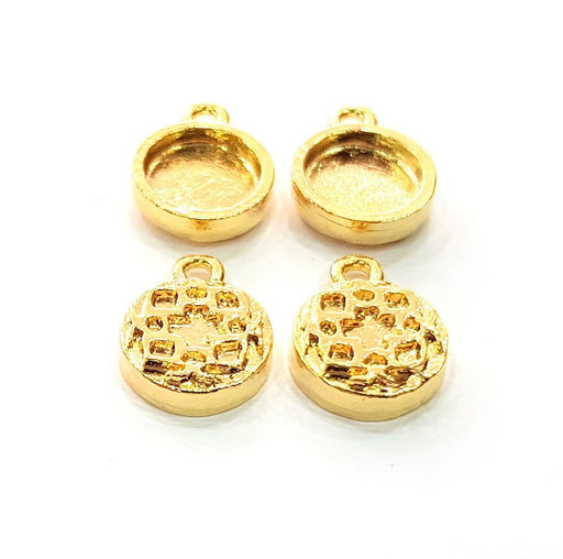 4 Gold Pendant Blank Base Setting Necklace Blank Resin Blank Mountings inlay Blank Shiny Gold Plated Blank ( 10 mm blank ) G12473