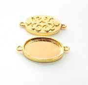 2 Gold Pendant Blank Base Setting Necklace Blank Resin Blank Mountings inlay Blank Shiny Gold Plated Blank ( 25x18 mm blank ) G12480