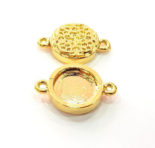2 Gold Pendant Blank Base Setting Necklace Blank Resin Blank Mountings inlay Blank Shiny Gold Plated Blank ( 12 mm blank ) G12482