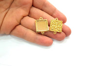 2 Gold Pendant Blank Base Setting Necklace Blank Resin Blank Mountings inlay Blank Shiny Gold Plated Blank ( 16x16 mm blank ) G12483