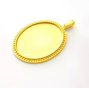 Gold Pendant Blank Connector Gold Plated Metal Pendant (38x28mm blank)  G12484