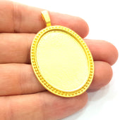 Gold Pendant Blank Connector Gold Plated Metal Pendant (38x28mm blank)  G12484