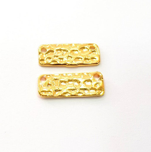 4 Gold Hammered Charms Stamp Charms Tag Charms Flake Charms Gold Plated Brass (15x6mm)   G12485