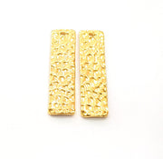 2 Gold Hammered Charms Stamp Charms Tag Charms Flake Charms Gold Plated Brass (30x7mm)   G12486