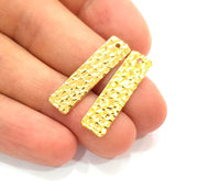 2 Gold Hammered Charms Stamp Charms Tag Charms Flake Charms Gold Plated Brass (30x7mm)   G12486