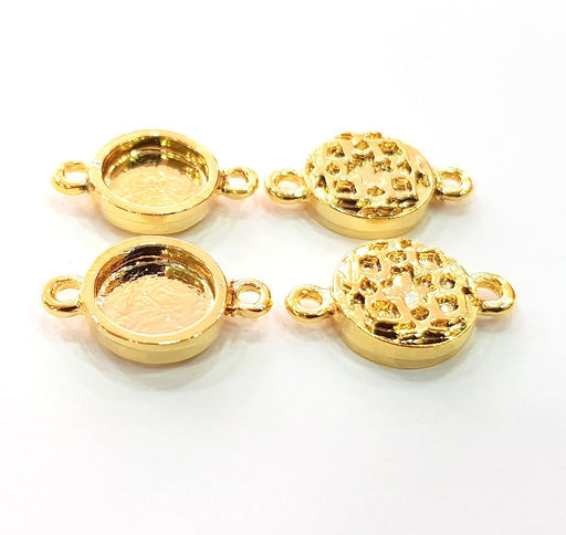 4 Gold Pendant Blank Base Setting Necklace Blank Resin Blank Mountings inlay Blank Shiny Gold Plated Blank ( 10 mm blank ) G12487