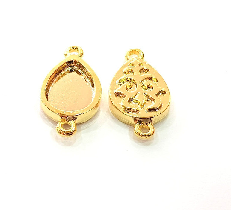 2 Gold Pendant Blank Base Setting Necklace Blank Resin Blank Mountings inlay Blank Shiny Gold Plated Blank ( 14x10 mm blank ) G12488