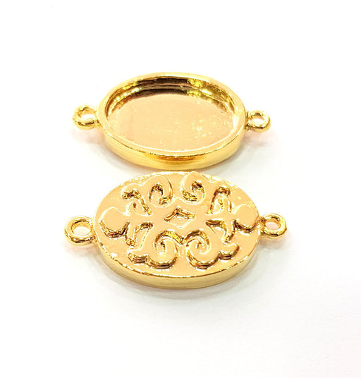 2 Gold Pendant Blank Base Setting Necklace Blank Resin Blank Mountings inlay Blank Shiny Gold Plated Blank ( 20x15 mm blank ) G12490
