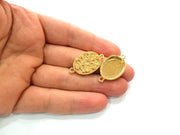 2 Gold Pendant Blank Base Setting Necklace Blank Resin Blank Mountings inlay Blank Shiny Gold Plated Blank ( 20x15 mm blank ) G12490