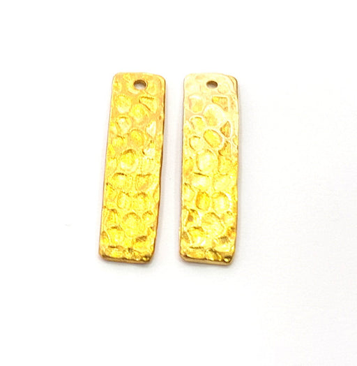4 Raw Brass Hammered Charms 25x6mm  G12492