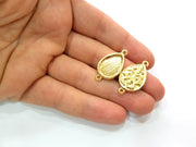 2 Gold Pendant Blank Base Setting Necklace Blank Resin Blank Mountings inlay Blank Shiny Gold Plated Blank ( 18x13 mm blank ) G12494