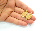 2 Gold Pendant Blank Base Setting Necklace Blank Resin Blank Mountings inlay Blank Shiny Gold Plated Blank ( 18x13 mm blank ) G12494