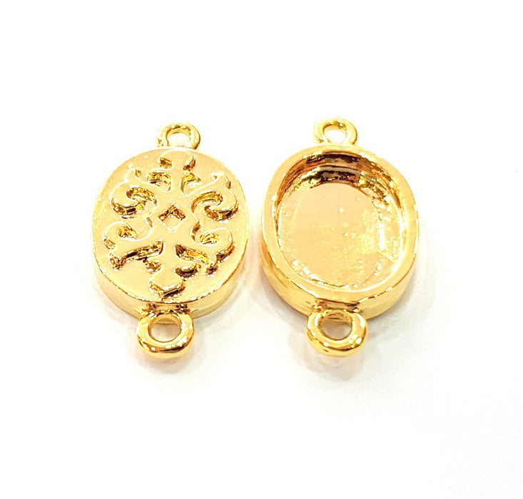 2 Gold Pendant Blank Base Setting Necklace Blank Resin Blank Mountings inlay Blank Shiny Gold Plated Blank ( 14x10 mm blank ) G12496