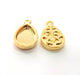 2 Gold Pendant Blank Base Setting Necklace Blank Resin Blank Mountings inlay Blank Shiny Gold Plated Blank ( 14x10 mm blank ) G12501