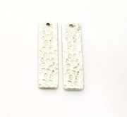 2 Silver Hammered Charms Stamp Charms Tag Charms Flake Charms Antique Silver Plated Brass (30x8mm)   G12503