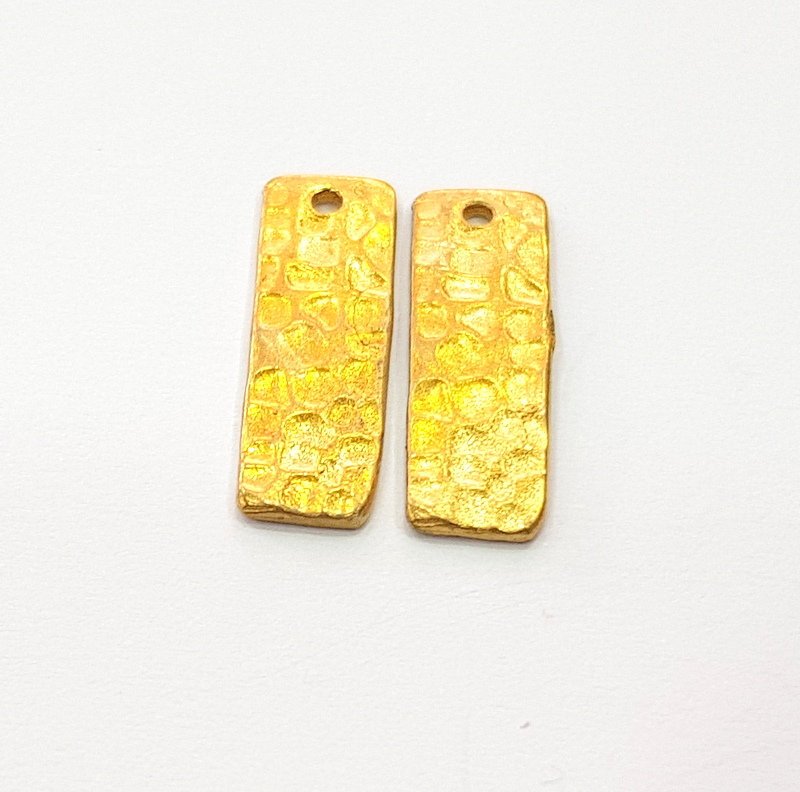 4 Raw Brass Hammered Charms 20x6mm  G12506