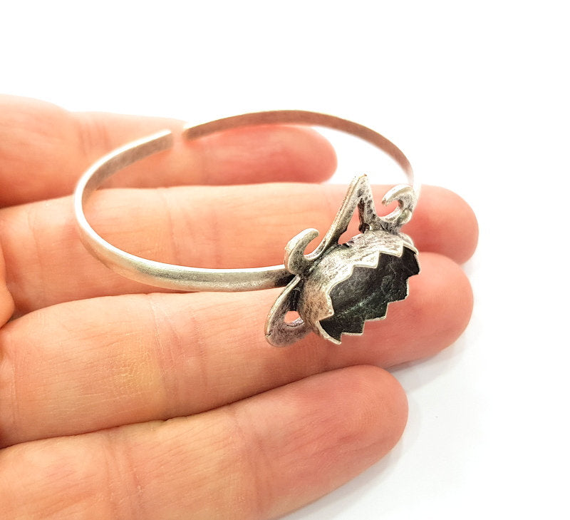 Silver Bracelet Blanks Bangle Blanks Cuff Blanks Adjustable Bracelet Blank Antique Silver Plated Brass ( 18x13mm Blanks ) G12519