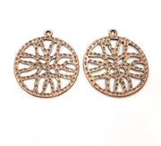 2 Copper Pendant Antique Copper Pendant Antique Copper Plated Metal (38mm) G11599