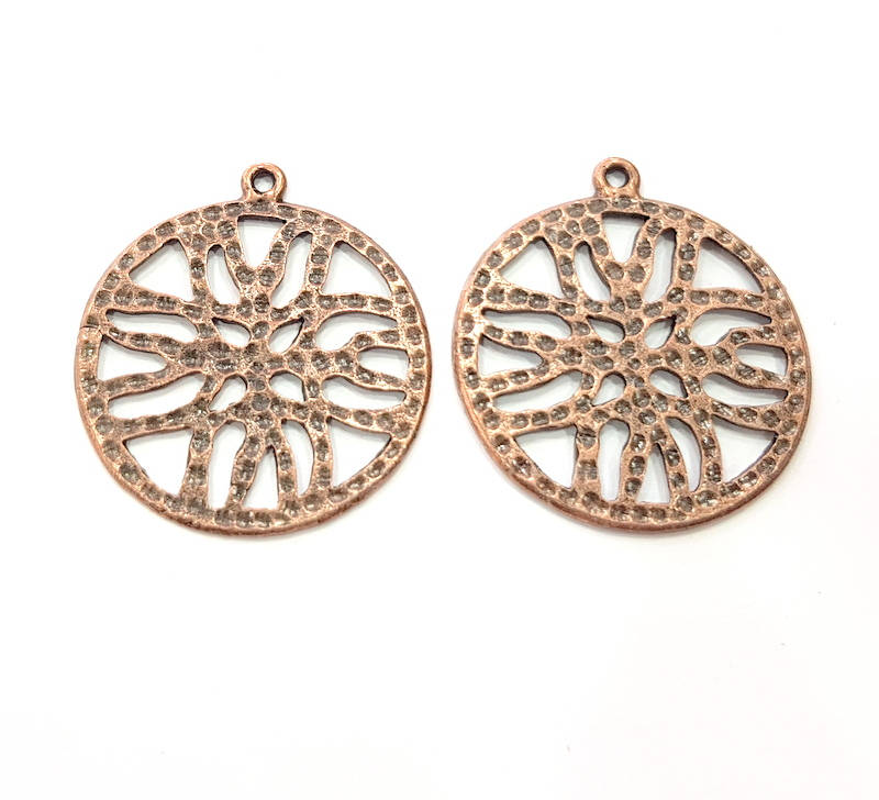 2 Copper Pendant Antique Copper Pendant Antique Copper Plated Metal (38mm) G11599