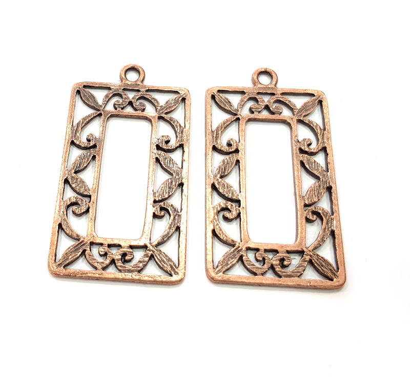 2 Copper Charm Antique Copper Charm Antique Copper Plated Metal (46x24mm) G11605