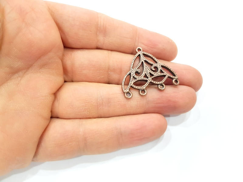 4 Antique Copper Connector Charm Antique Copper Plated Metal (31x28mm) G11618
