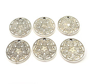 6 Silver Charms Antique Silver Plated Metal (20mm) G11620