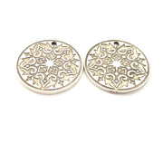 2 Silver Charms Antique Silver Plated Metal (30mm) G11622