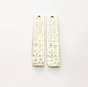 2 Silver Hammered Charms Stamp Charms Tag Charms Flake Charms Antique Silver Plated Brass (40x8mm)   G12559