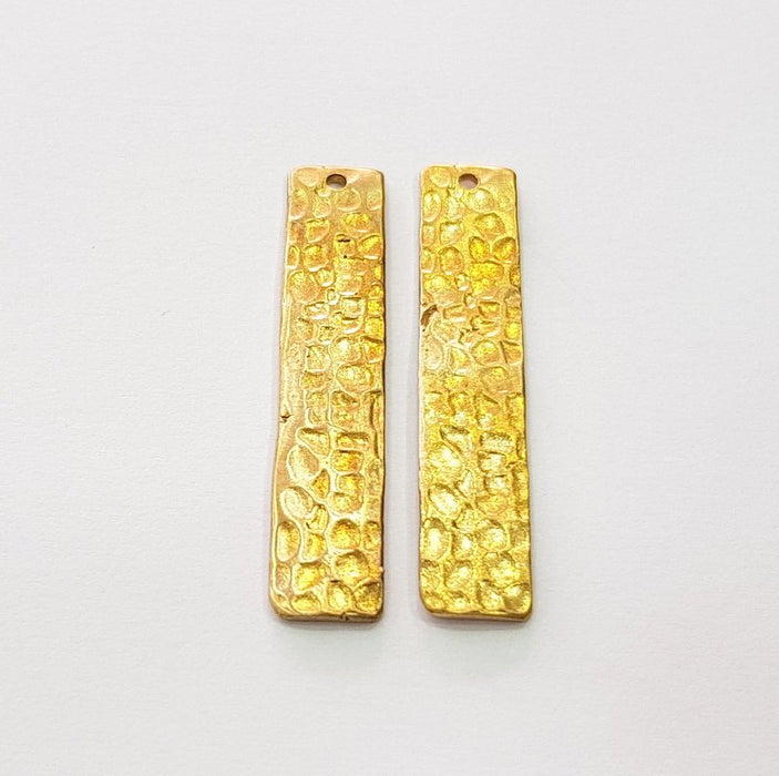 4 Raw Brass Hammered Charms 40x8mm  G12572