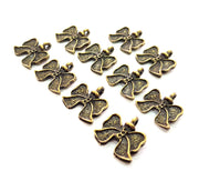 10 Ribbon Charms Antique Bronze Charms (15x15mm) G12582