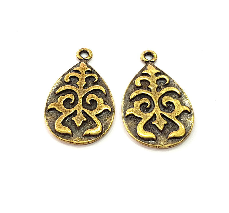 4 Antique Bronze Charm Antique Bronze Plated Metal  (33x20mm) G12586