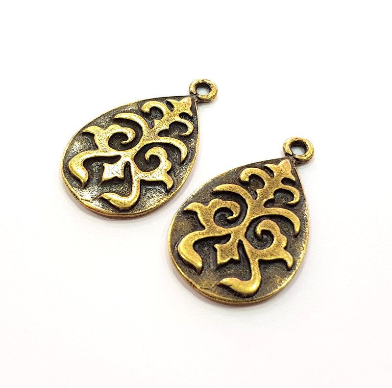 4 Antique Bronze Charm Antique Bronze Plated Metal  (33x20mm) G12586
