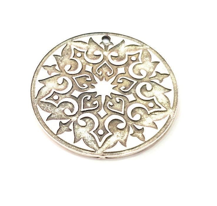Silver Pendant Antique Silver Plated Metal (40mm) G11628
