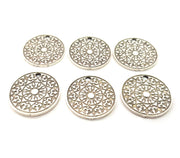 6 Silver Charms Antique Silver Plated Metal (20mm) G11629