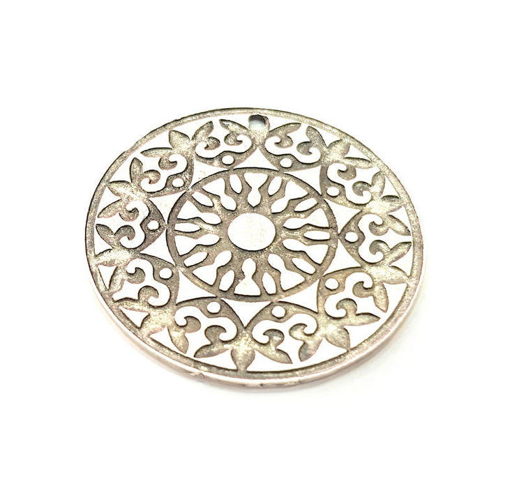 Silver Pendant Antique Silver Plated Metal (40mm) G11631