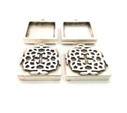 4 Silver Pendant Blank Bezel Base Setting inlay Blank Earring Base Resin Blank Mountings Antique Silver Plated ( 20mm square blank)  G15704