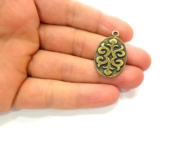 2 Antique Bronze Charm Antique Bronze Plated Metal  (32x20mm) G12591