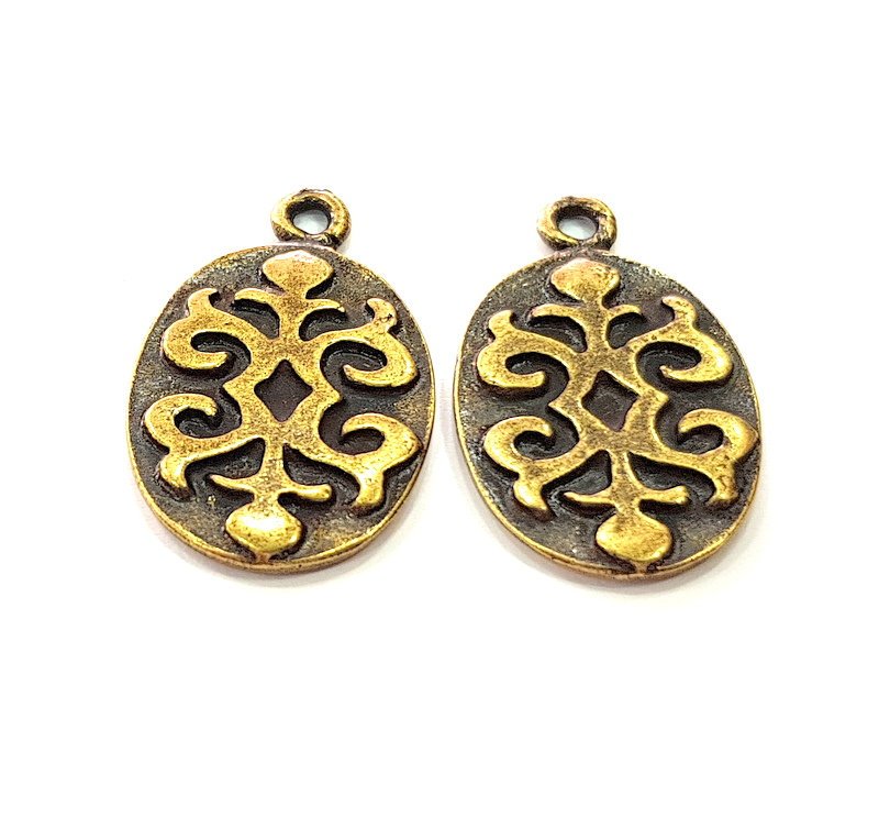 4 Antique Bronze Charm Antique Bronze Plated Metal  (27x17mm) G12594