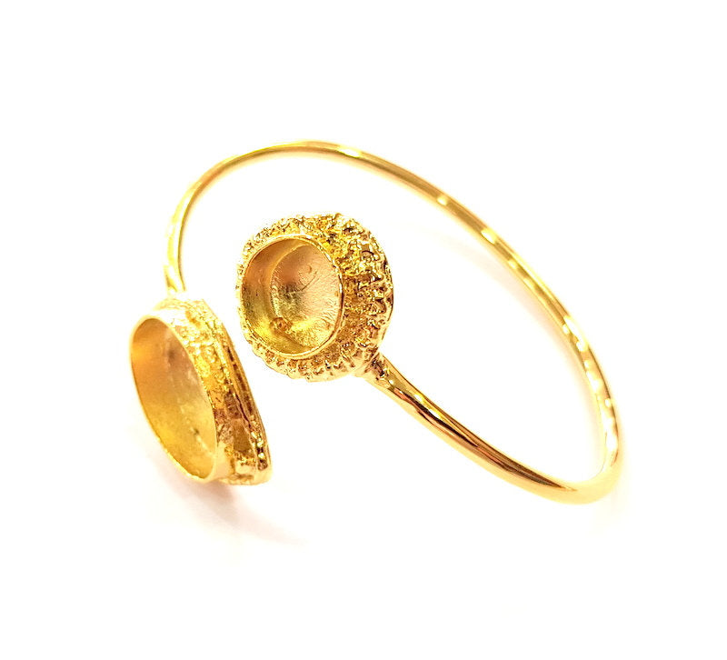 Gold Bangle Blanks Bracelet Blanks Cuff Blanks Adjustable Bracelet Blank Gold Plated Brass (18x13mm and 10mm Blanks ) G12604